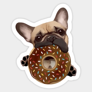 French bulldog sweet chocolate donuts for frenchie lover Sticker